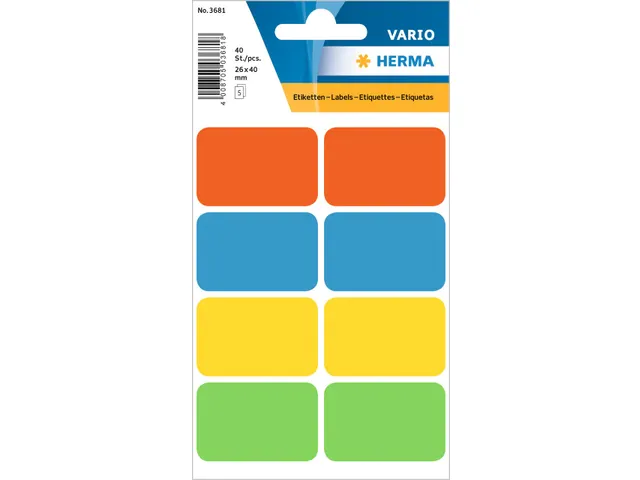 HERMA 3681 Universele etiketten 25x40mm Assorti 40 stuks