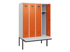 locker met bank,HxBxD 1950x1200x815mm,4vak,vak B 300mm,cilinderslot