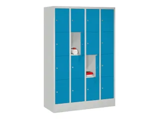 lockerkast,HxBxD 1850x1200x500mm,4x4vakken,RAL7035,front RAL5012 - 2