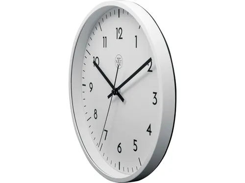 wandklok NXT 30cm kunststof wit, witte wijzerplaat cijferaanduiding