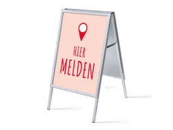 Stoepbord A1 complete set met print "Hier melden" Rood