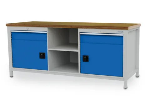 werkbank,HxBxD 860x2000x750mm,onderstel RAL9005,fronten RAL5012