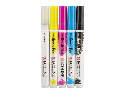 Brushpen Talens Ecoline set à 5 stuks primair
