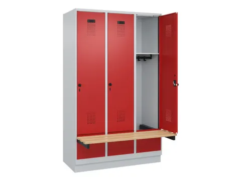 locker met bank,HxBxD 1950x1200x815mm,3vak,vak B 400mm,draaigrendel
