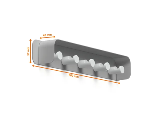 Wandkapstok DURASTORE 5 haken aluminium grijs 50cm