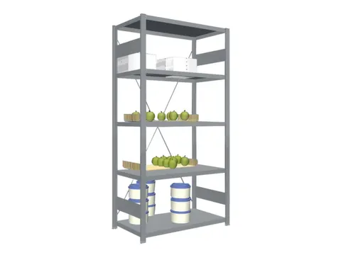 Rvs Inhaakstelling Basis 2000x1060x535mm 5legborden Vaklast 200kg