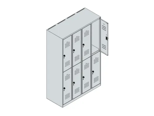 dubbeldekse locker,HxBxD 1850x1200x500mm,4x2vak.,vak B 300mm,cil.-slot