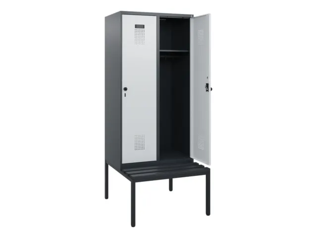 locker met bank,HxBxD 1950x800x815mm,2vak,vak B 400mm,draaigrendel