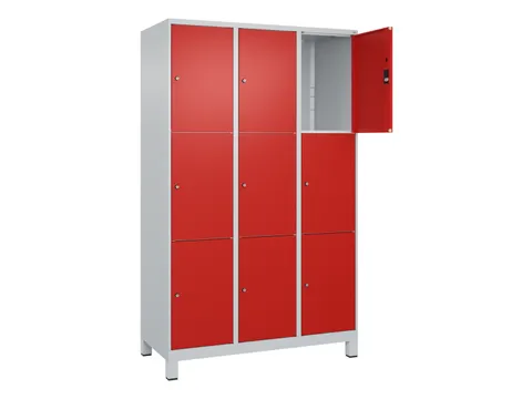 lockerkast,HxBxD 1950x1200x500mm,3x3vakken,vak B 400mm,cil.-slot