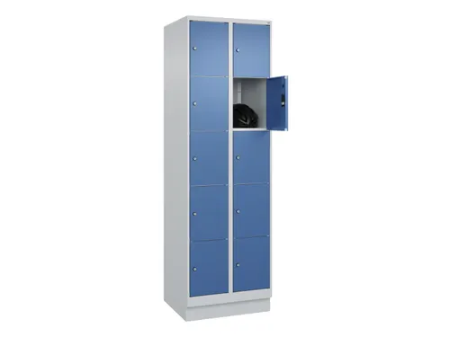 lockerkast,HxBxD 1950x600x500mm,2x5vakken,vak B 300mm,cil.-slot,sokkel