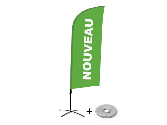Horecavlag Alu Wind complete set "NOUVEAU" Groen kruisvoet Zwart