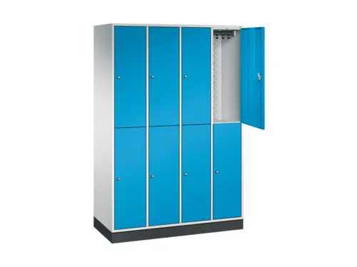 Dubbeldekse garderobekast,RAL 7035/RAL 5012,HxBxD 1950x1220x500mm