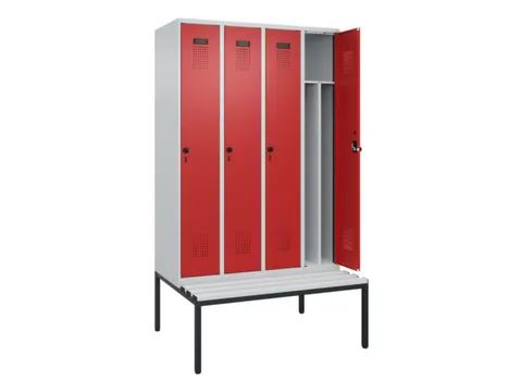 locker met bank,voor scheiding van kleding,HxBxD 2120x1200x815mm,4vak