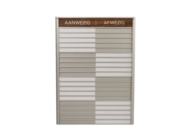 Menoor In-Uit bord 20 namen Aluminium Aanwezig/Afwezig donker Houtlook