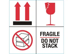 Waarschuwingsetiket fragile do not stack 100mmx100mm 1000st