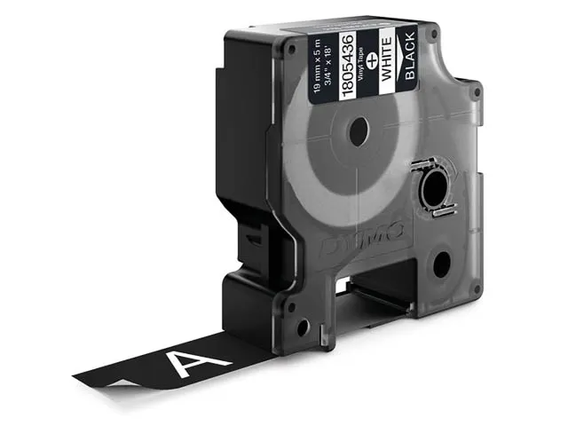Dymo Rhino 1805436 Vinyl Wit Op Zwart 19mm
