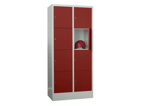 lockerkast,HxBxD 1850x800x500mm,2x4vakken,RAL7035,front RAL3000