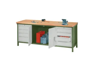werkbank,HxBxD 900x2000x700mm,onderstel/romp RAL6011,front RAL7035 - 2