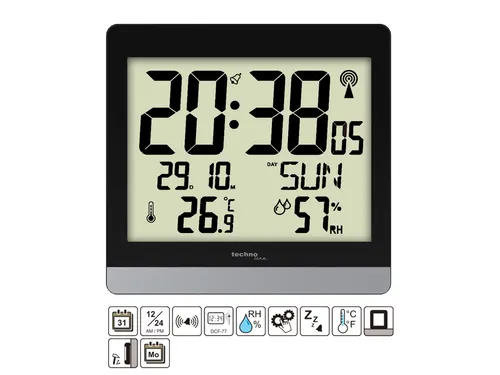 Digitale wandklok Technoline WS 8014 200x189x29mm zwart/zilver