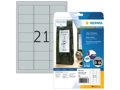HERMA 4113 Zilver folie-etiketten A4 63,5x38,1mm Glossy 525 stuks