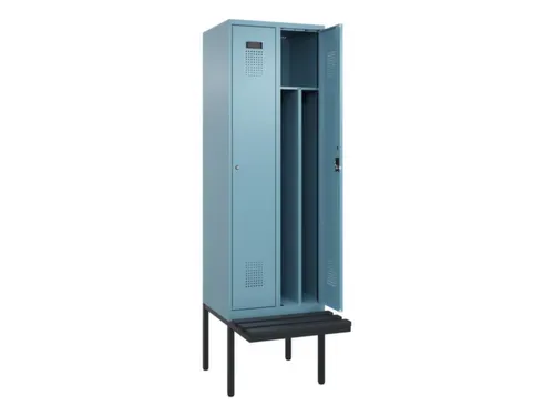 locker met bank,voor scheiding van kleding,HxBxD 2120x600x815mm,2vak