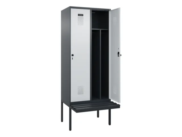 locker met bank,voor scheiding van kleding,HxBxD 2120x800x815mm,2vak