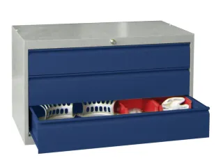 ladekast HxBxD 600x1023x600mm 3laden slot RAL7035 front RAL5010 - 2