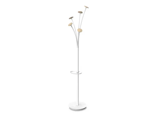 Festival kapstok 5 haken 187 cm wit / hout met parapluhouder