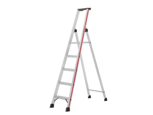 trapladder,eenzijdig,6treden,stand H 1,34m,balk L 2,14m,aluminium