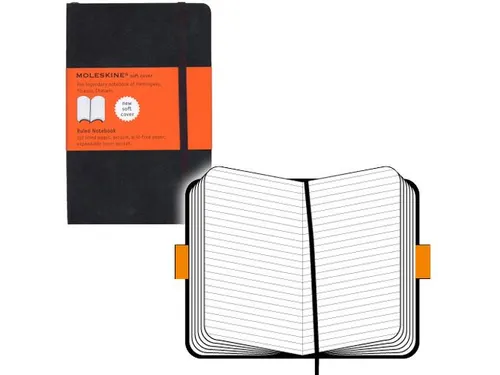 Notitieboek Moleskine pocket 90x140mm lijn soft cover zwart