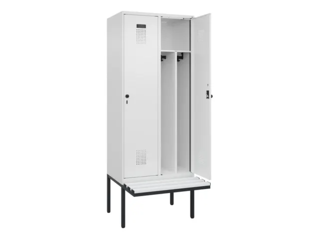locker met bank,voor scheiding van kleding,HxBxD 2120x800x815mm,2vak