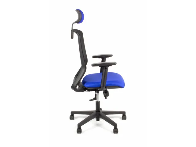 Chaise de bureau Linea Tekna 01/PT noir/bleu avec accoudoirs 3D