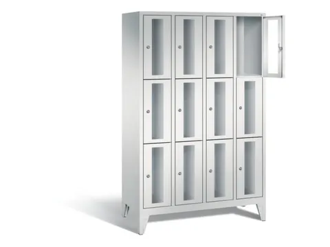 lockerkast 1850x1190x500mm 4x3 vakken Cilinderslot Poten, RAL7035