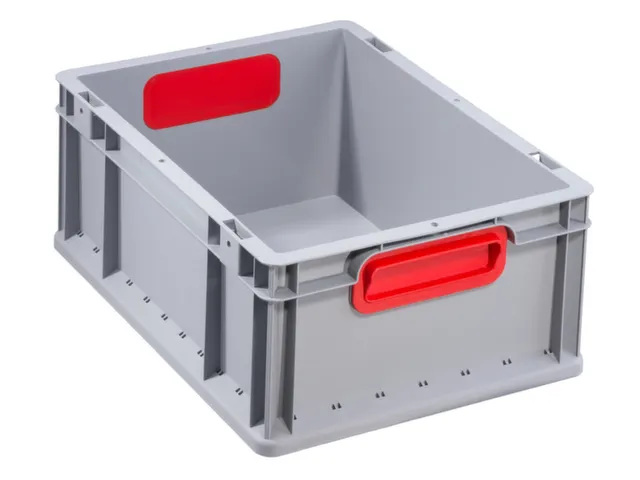 Euronorm-stapelbak 170x400x300mm Pp Wand/bodem Gesloten Grijs/rood