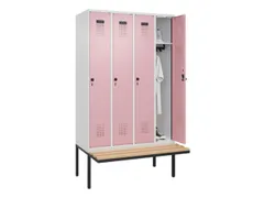 locker met bank,HxBxD 2120x1200x815mm,4vak,vak B 300mm,draaigrendel