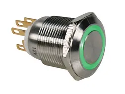 Drukknop IN Roestvrij Staal Spdt 1NO 1NC - Groene Ring - 19mm