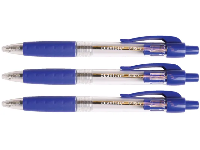 Balpen Quantore Grip drukknop blauw medium Voordeelbundel