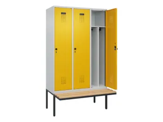 locker met bank,voor scheiding van kleding,HxBxD 2120x1200x815mm,3vak - 1