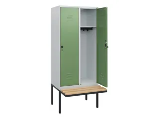 locker met bank,HxBxD 1950x800x815mm,2vak,vak B 400mm,draaigrendel - 2