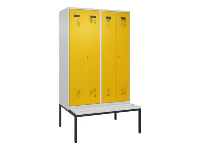 locker met bank,voor scheiding van kleding,HxBxD 2120x1200x815mm,4vak