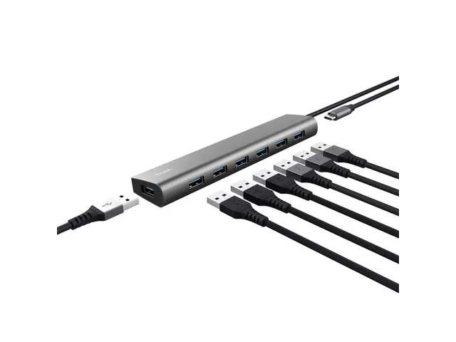 Hub Trust HALYX 7-port USB-A 3.2 zilver