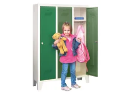 lockerkast v. kinderen,HxBxD 1300x780x300mm,3vak,RAL7035,front RAL3000