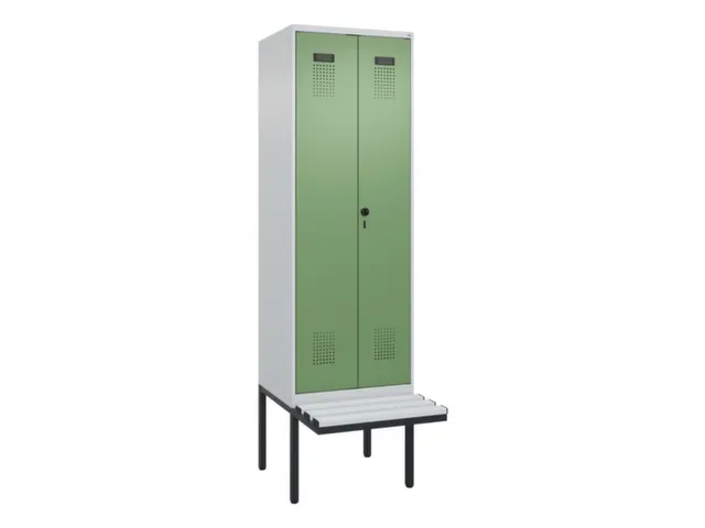 locker met bank,voor scheiding van kleding,HxBxD 2120x600x815mm,2vak