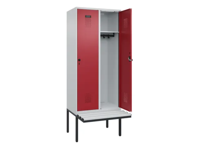 locker met bank,HxBxD 2120x800x815mm,2vak,vak B 400mm,draaigrendel