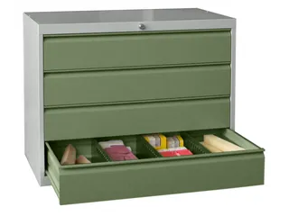 ladekast HxBxD 800x1023x600mm 4laden slot RAL7035 front RAL6011 - 2