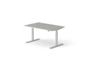 Elektrisch ihv bureau HxBxD 640-1300x1400x900mm blad grijs, voet alu - 1