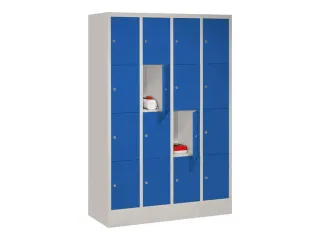 lockerkast,HxBxD 1518x1200x500mm,4x4vakken,RAL7035,front RAL5010 - 2