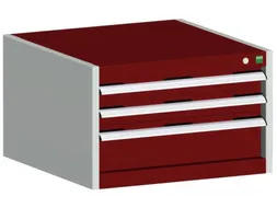 ladekast HxBxD 400x650x650mm 3laden RAL7035 front RAL3004