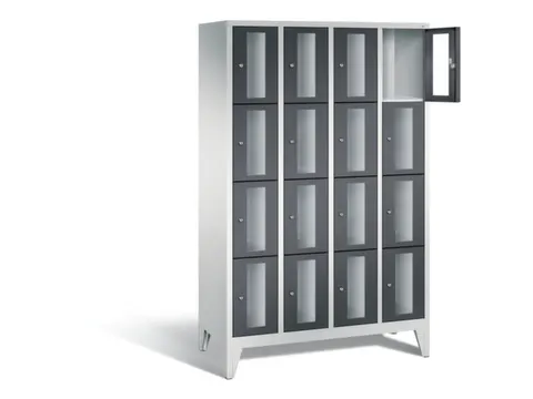 Lockerkast 1850x1190x500mm 4x4 vakken Cilinderslot Poten, RAL7021