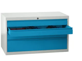 ladekast 600x1023x600mm 4laden cilinderslot RAL7035 front RAL5012 - 1
